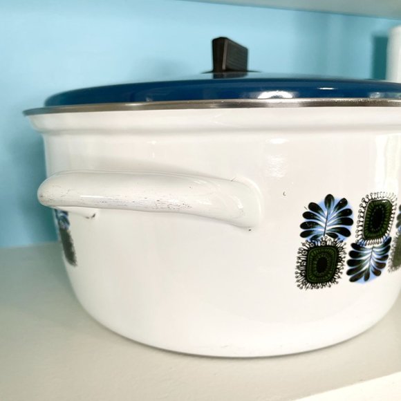Retro Mid Century Starburst Type Enamel Cooking Stock Pot w/ Lid Austria Email - Picture 4 of 7